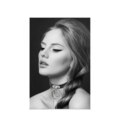 Collar sumision doble anilla negro