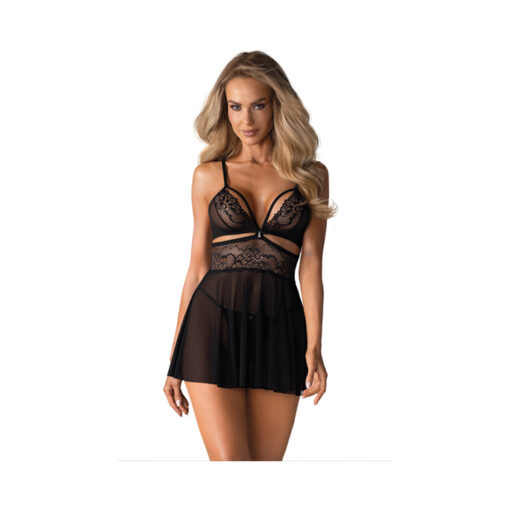 Obsessive 838 picardías negro con vuelo S/M - Imagen 3