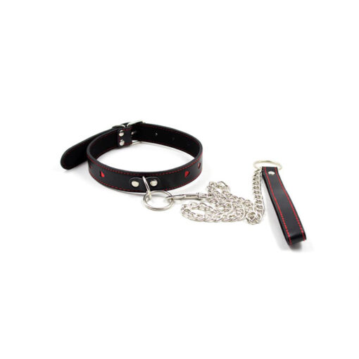 Fetish Addict collar con cadena negro/rojo - Imagen 3