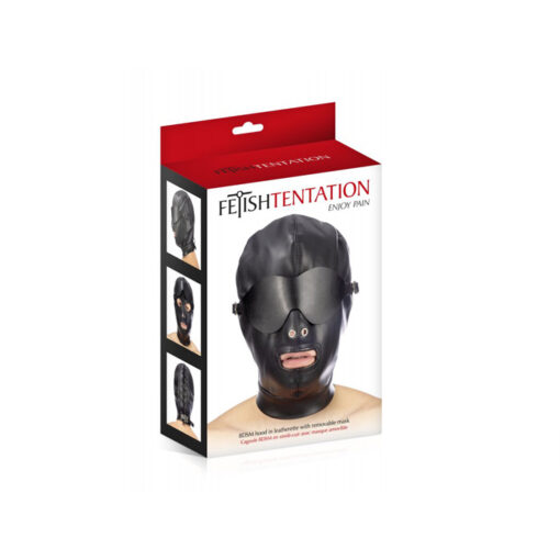 Capucha cuero vegano con antifaz - Imagen 3