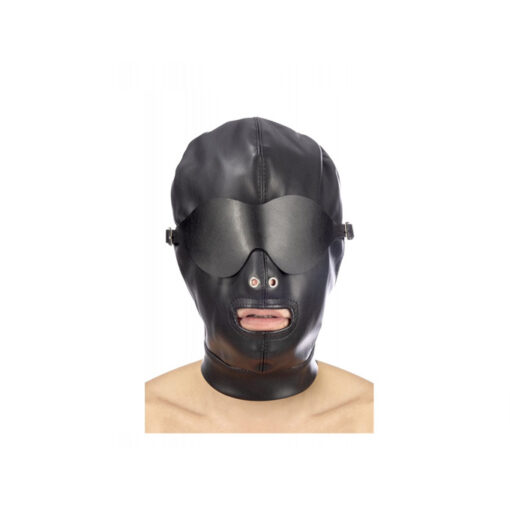 Capucha cuero vegano con antifaz
