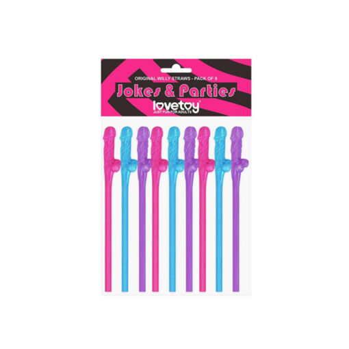 Pack pajitas penes de colores 9 uds