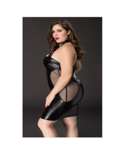 Alternative view of 71139 Vestido con paleta azotadora negro talla plus
