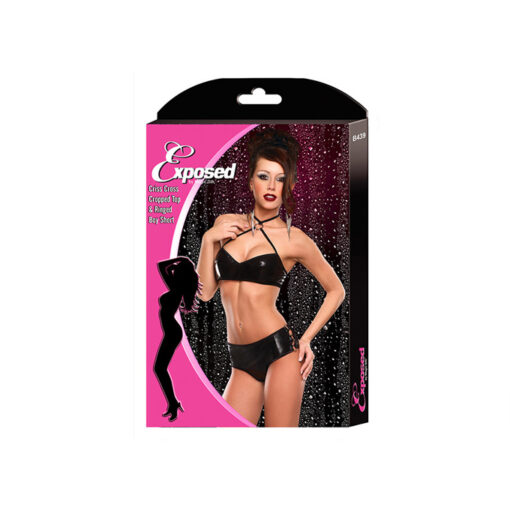Criss Cross conjunto vinilo dos piezas negro S/M - Imagen 2