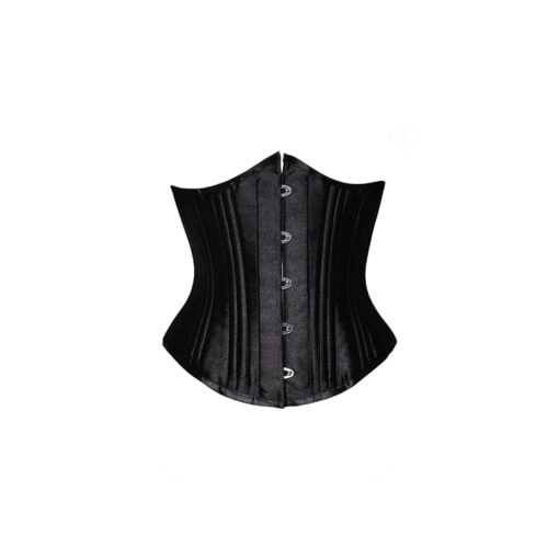 Corset de media cintura negro raso XXL - Imagen 4
