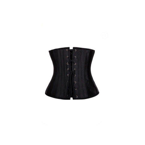 Corset de media cintura negro raso XXL - Imagen 3