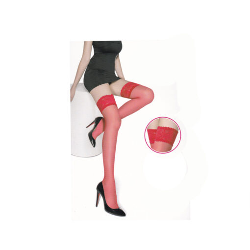 Medias lisas con liga de silicona rojo T/U
