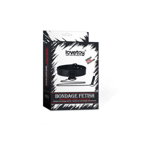 Lovetoy Bondage Fetish collar con cadena negro - Imagen 2