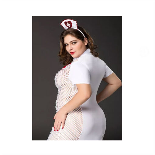 71106 Disfraz enfermera con rejilla blanco talla plus - Imagen 2