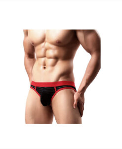 Suspensorio negro rayas contorno rojo XL