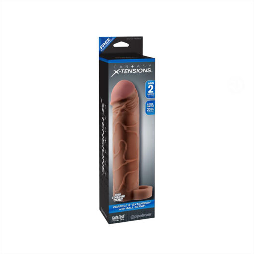 X-Tensions perfect 2 funda extensora para el pene marrón - Imagen 2