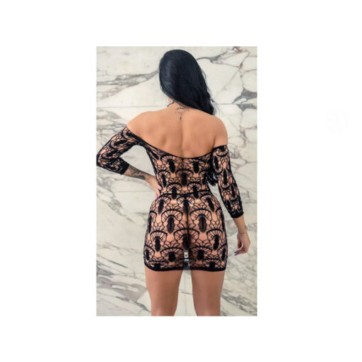 Vestido 06Z pedrería y encaje negro S/M/L - Imagen 2