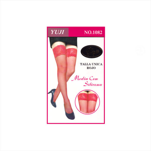 Medias de rejilla pequeña con liga de silicona rojo T/U - Imagen 2