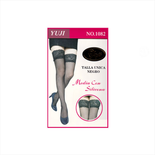 Medias de rejilla pequeña con liga de silicona negro T/U - Imagen 2