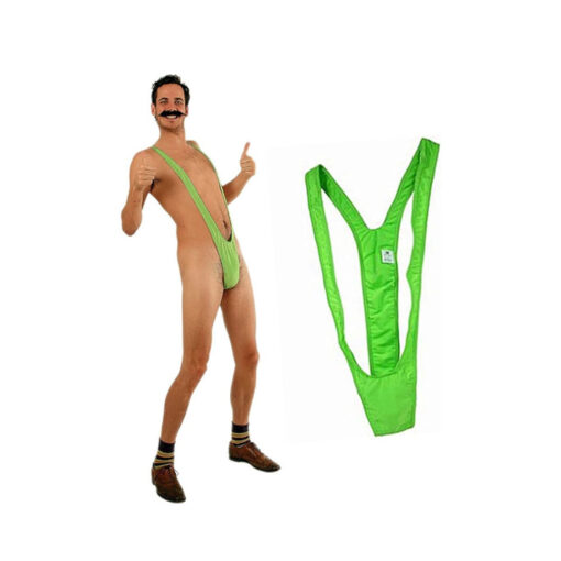 Mankini Trikini tanga verde fluo Borat para hombre T/U