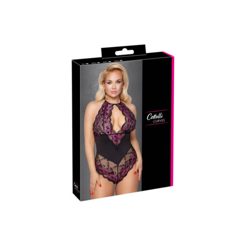 Cotelli body de encaje negro y rosa 2XL - Imagen 3