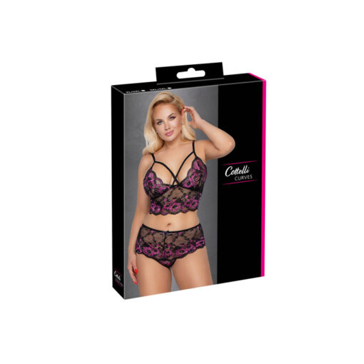 Cotelli conjunto de encaje negro y rosa XL/2XL - Imagen 4