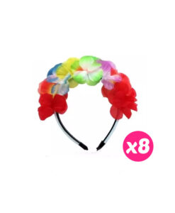 Pack 8 diademas hawaiana flores