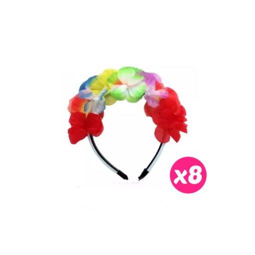 Pack 8 diademas hawaiana flores
