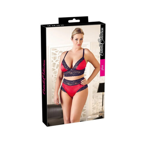 Cotelli conjunto de encaje negro y rojo XL - Imagen 3