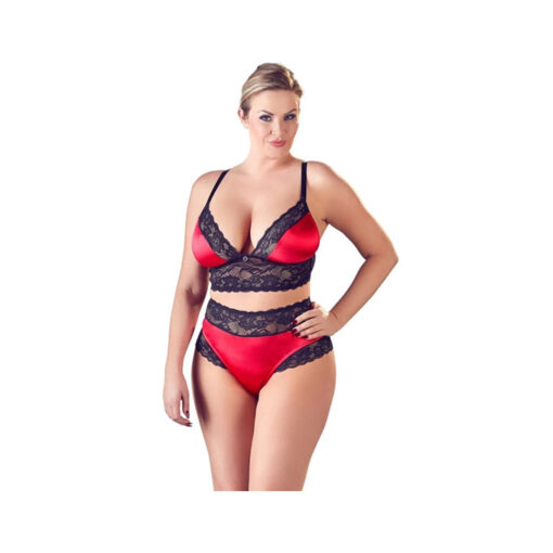 Cotelli conjunto de encaje negro y rojo XL