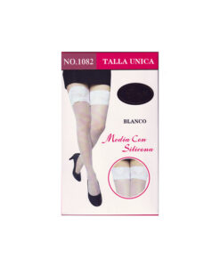 Alternative view of Medias de rejilla pequeña con liga de silicona blanco T/U