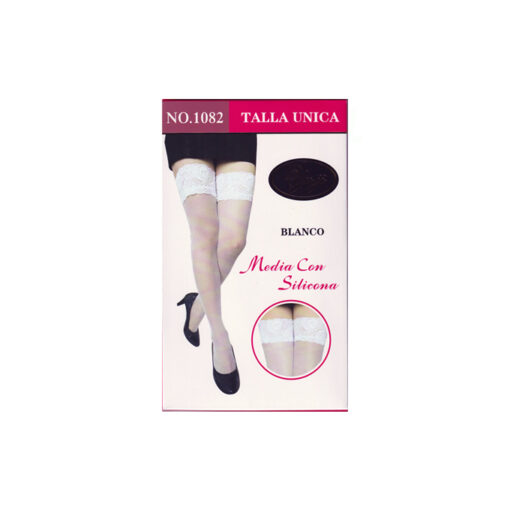 Medias de rejilla pequeña con liga de silicona blanco T/U - Imagen 2