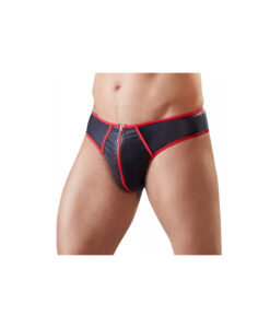 Svenjoyment slip efecto cuero con cremallera rojo L