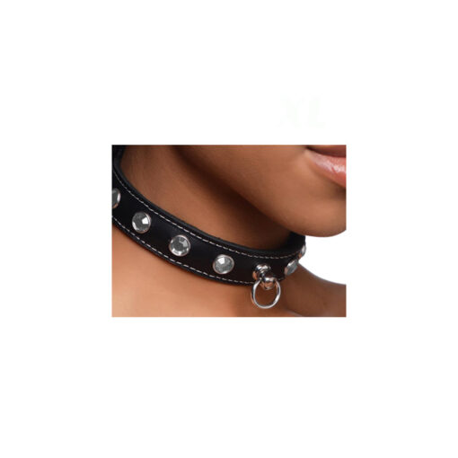 Master Series collar sumisión cuero con anilla - Imagen 2