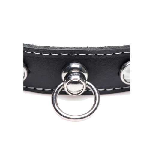 Master Series collar sumisión cuero con anilla - Imagen 3