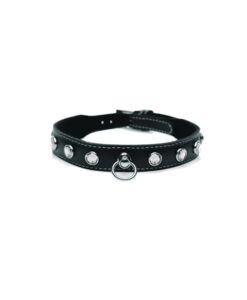 Master Series collar sumisión cuero con anilla