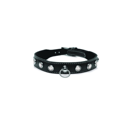 Master Series collar sumisión cuero con anilla