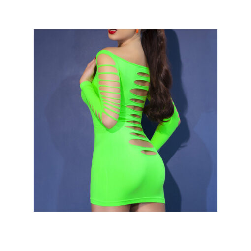 Chilirose CR-4617 vestido verde neón S/M - Imagen 7