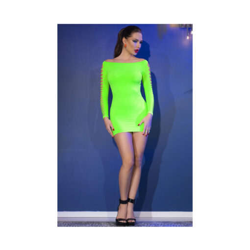 Chilirose CR-4617 vestido verde neón S/M - Imagen 4