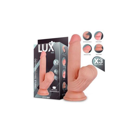 Lux Paul dildo suave y flexible con testículos oscilantes 8,2"