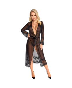 Kissable bata negra de encaje larga S/M