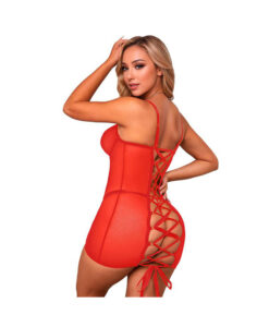 Hazel vestido espalda trenzada tipo corset rojo S/M