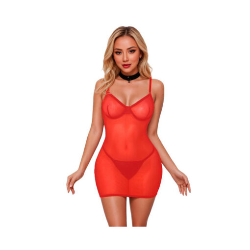 Hazel vestido espalda trenzada tipo corset rojo S/M - Imagen 2