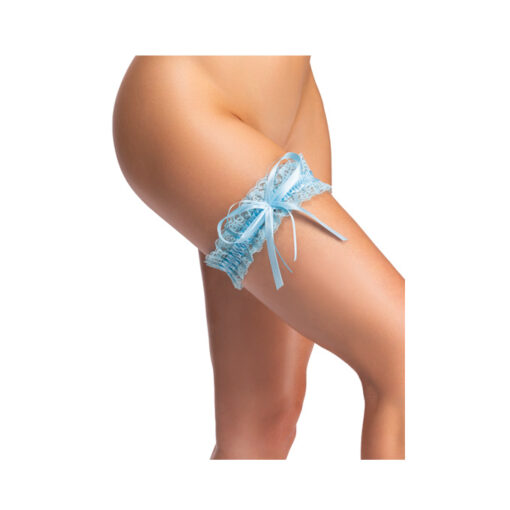 Liga de encaje con lazo azul