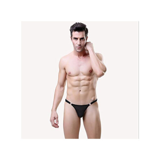 Tanga masculino transparente desmontable negro S/M - Imagen 3