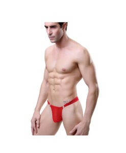Alternative view of Tanga masculino transparente desmontable rojo
