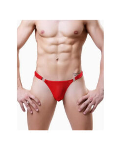 Tanga masculino transparente desmontable rojo