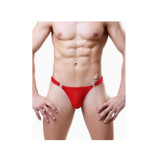 Tanga masculino transparente desmontable rojo