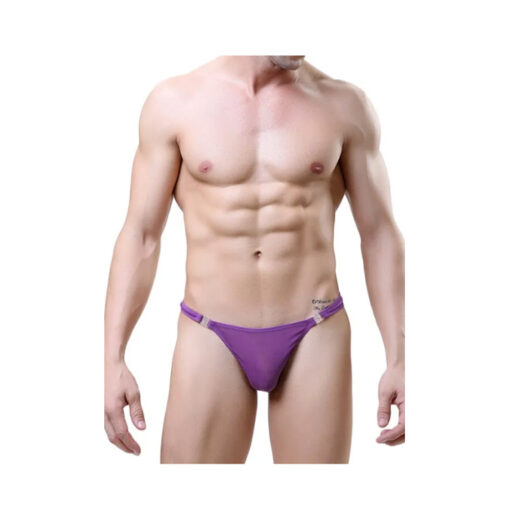 Tanga masculino transparente desmontable morado
