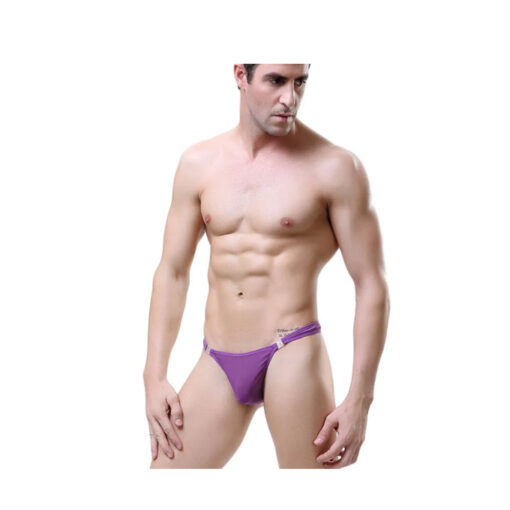 Tanga masculino transparente desmontable morado - Imagen 2