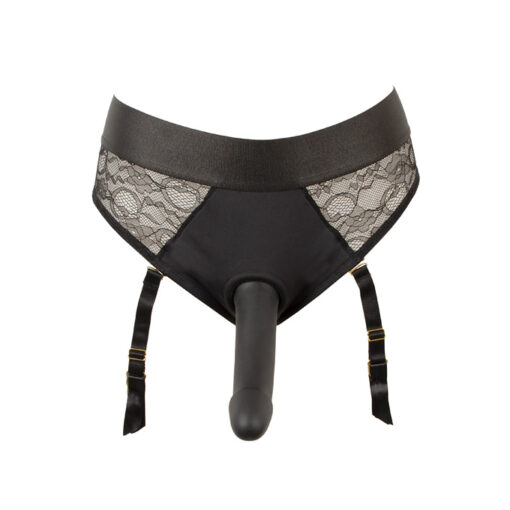 Strap-On arnés braguita y liguero con dildo negro - Imagen 12