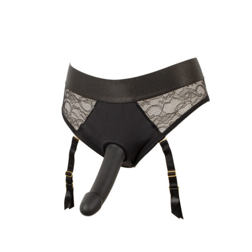 Strap-On arnés braguita y liguero con dildo negro - Imagen 11