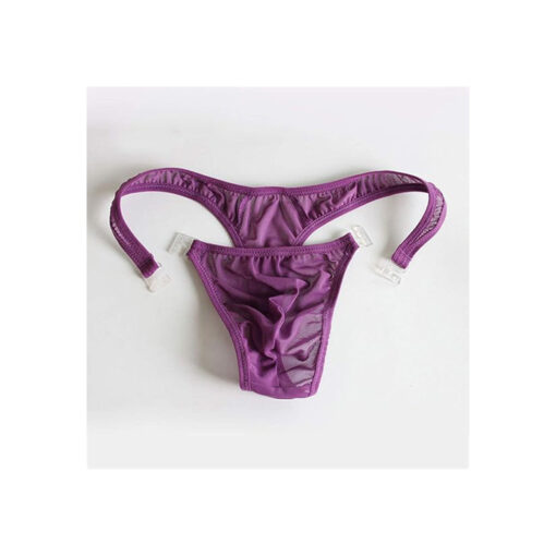 Tanga masculino transparente desmontable morado - Imagen 4