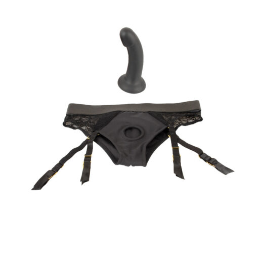 Strap-On arnés braguita y liguero con dildo negro - Imagen 8
