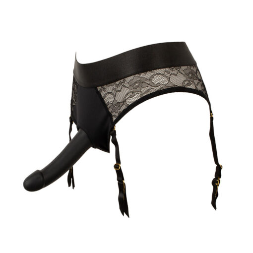 Strap-On arnés braguita y liguero con dildo negro - Imagen 10